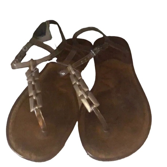 Gold‎ faux chain Jelly sandals flip flops Women’s Size 9 - Picture 1 of 3